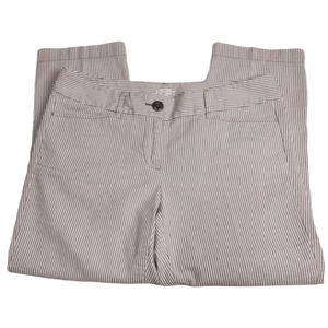 Ann Taylor Loft Dress Pants Women 4 White Gray Stripe Original Crop Academia